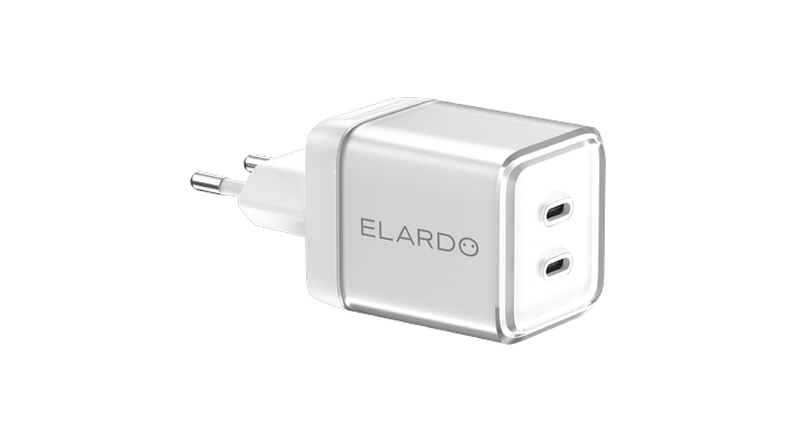 White ELARDO 67W dual USB-C GaN charger